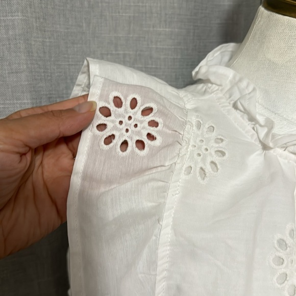NWT Free Assembly Cotton Eyelet Flutter Sleeve-White-Sz XS - Picture 6 of 16